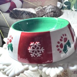 NEW! Christmas Ceramic Cat Bowl Small Dog Bowl